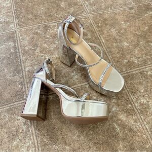 Silver platform heels shoes